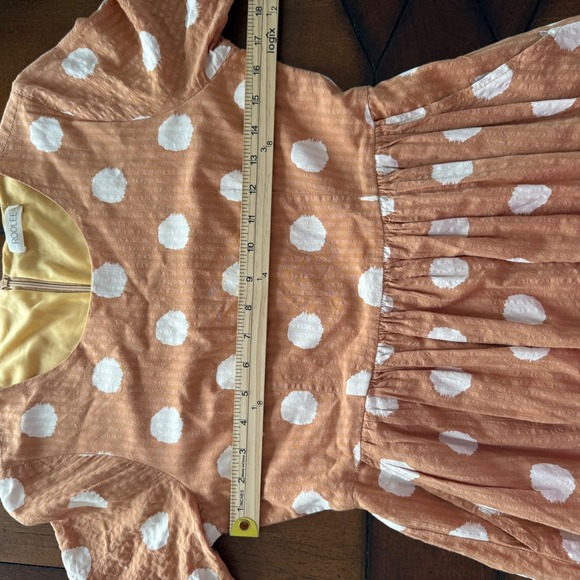 ROOLEE Orange White Polka Dot Short Sleeve Midi Dress Size S - Picture 6 of 8